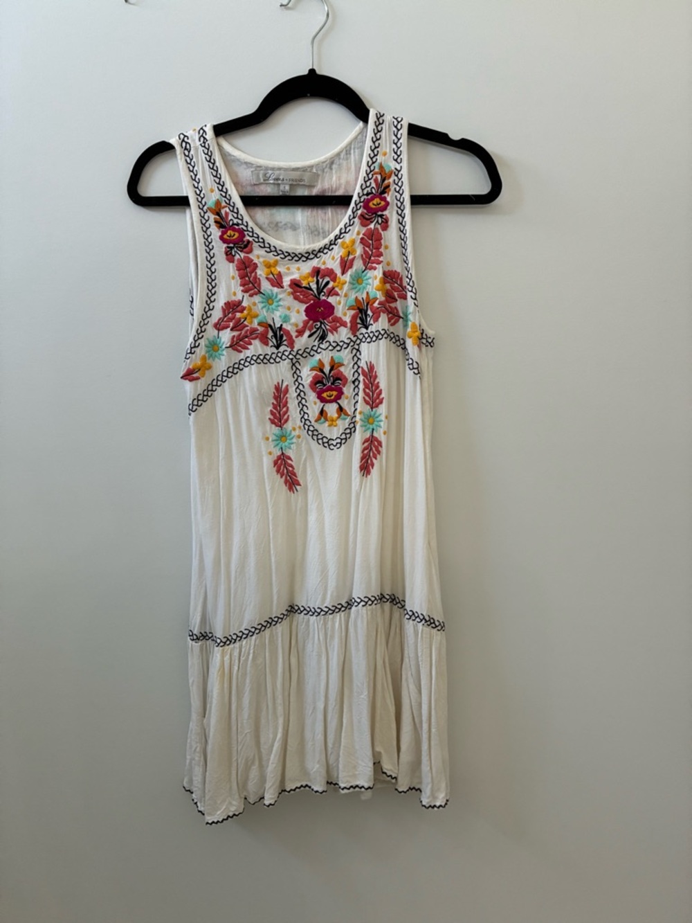 Lovers + Friends White Sleeveless Embroidered Mini Dress